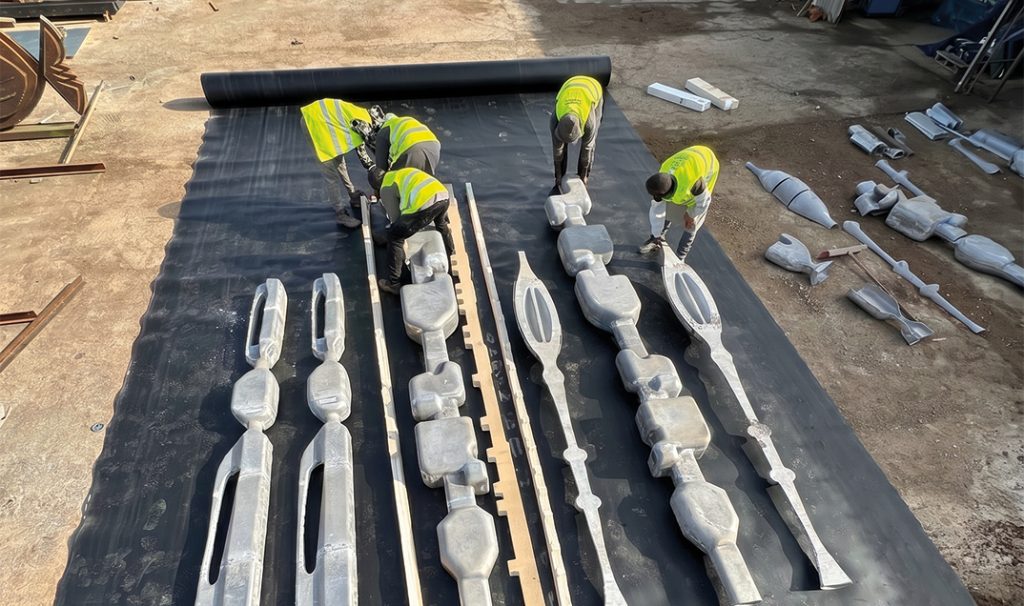 Bespoke Sculpture Morocco workshop showing craftsmen assembling large-scale sculpture components for a custom art installation.